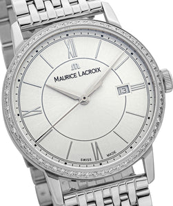 Maurice Lacroix EL1094-SD502-110-1 | Eliros Date Diamonds Damen-Uhr | Swiss Made | Edelstahlband | 60 Diamanten 0.3ct | Neu mit Garantie