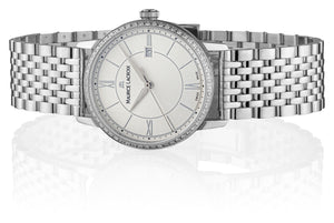 Maurice Lacroix EL1094-SD502-110-1 | Eliros Date Diamonds Damen-Uhr | Swiss Made | Edelstahlband | 60 Diamanten 0.3ct | Neu mit Garantie