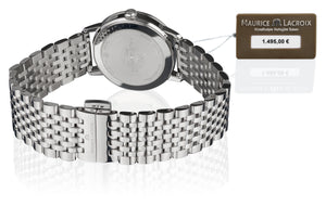 Maurice Lacroix EL1094-SD502-110-1 | Eliros Date Diamonds Damen-Uhr | Swiss Made | Edelstahlband | 60 Diamanten 0.3ct | Neu mit Garantie