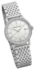 Maurice Lacroix EL1094-SD502-110-1 | Eliros Date Diamonds Damen-Uhr | Swiss Made | Edelstahlband | 60 Diamanten 0.3ct | Neu mit Garantie