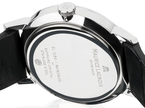 Eliros Date Diamonds Damenuhr EL1084-SS001-350-1 Lederband schwarz mit 8 echten Diamanten Zifferblatt schwarz mit 8 echten Diamanten Swiss Made Saphirglas NEU OVP. mit Box Papiere 2 Jahre Hersteller-Garantie