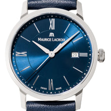 Laden Sie das Bild in den Galerie-Viewer, Maurice Lacroix Eliros Date Ladies Damenuhr EL1094-SS001-410-1 Zifferblatt blau Lederband blau NEU OVP. mit Box, Papiere, Anleitung und 2 Jahren Hersteller-Garantie