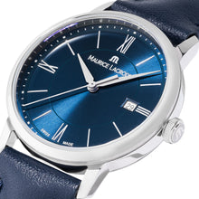 Laden Sie das Bild in den Galerie-Viewer, Maurice Lacroix Eliros Date Ladies Damenuhr EL1094-SS001-410-1 Zifferblatt blau Lederband blau NEU OVP. mit Box, Papiere, Anleitung und 2 Jahren Hersteller-Garantie