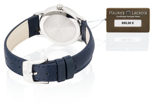 Maurice Lacroix Eliros Date Ladies Damenuhr EL1094-SS001-410-1 Zifferblatt blau Lederband blau NEU OVP. mit Box, Papiere, Anleitung und 2 Jahren Hersteller-Garantie
