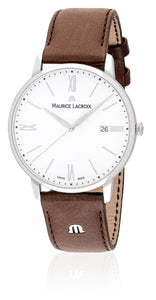 Maurice Lacroix Eliros Date EL1118-SS001-113-1 Herren-Armbanduhr mit braunem Lederband NEU OVP. mit Box Papiere 2 Jahre Hersteller-Garantie