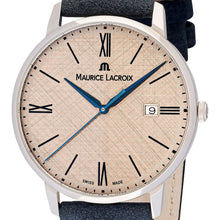 Laden Sie das Bild in den Galerie-Viewer, Maurice Lacroix Eliros Date Herrenuhr EL1118-SS001-114-1 Swiss Made Saphirglas Lederband blau NEU OVP. mit Box Papiere und 2 Jahre Hersteller-Garantie