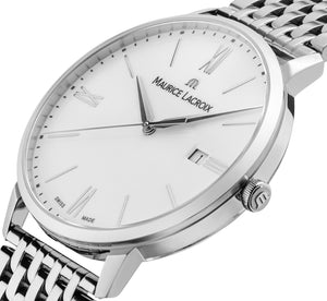 Maurice Lacroix Eliros Date Herrenuhr EL1118-SS002-113-2 Zifferblatt weiß Edelstahl-Band NEU OVP. 2 Jahre Garantie - Box - Papiere