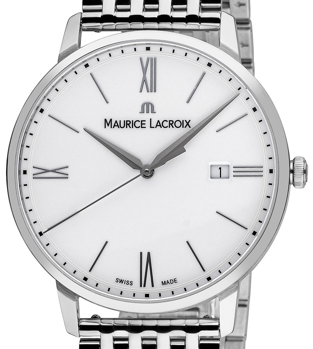 Maurice Lacroix Eliros Date Herrenuhr EL1118-SS002-113-2 Zifferblatt weiß Edelstahl-Band NEU OVP. 2 Jahre Garantie - Box - Papiere