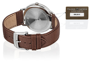 Maurice Lacroix Eliros Date EL1118-SS001-113-1 Herren-Armbanduhr mit braunem Lederband NEU OVP. mit Box Papiere 2 Jahre Hersteller-Garantie