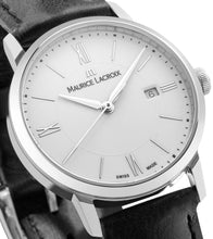Laden Sie das Bild in den Galerie-Viewer, Maurice Lacroix Eliros Date Ladies Damenuhr EL1094-SS001-110-3 Zifferblatt weiss Lederband schwarz NEU OVP. mit Box, Papiere und 2 Jahre Hersteller-Garantie