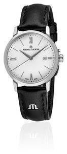 Maurice Lacroix Eliros Date Ladies Damenuhr EL1094-SS001-110-3 Zifferblatt weiss Lederband schwarz NEU OVP. mit Box, Papiere und 2 Jahre Hersteller-Garantie