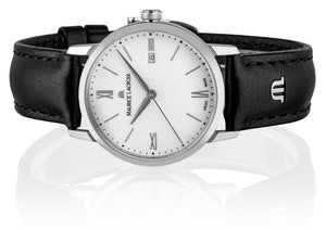 Maurice Lacroix Eliros Date Ladies Damenuhr EL1094-SS001-110-3 Zifferblatt weiss Lederband schwarz NEU OVP. mit Box, Papiere und 2 Jahre Hersteller-Garantie