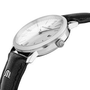 Maurice Lacroix Eliros Date Ladies Damenuhr EL1094-SS001-110-3 Zifferblatt weiss Lederband schwarz NEU OVP. mit Box, Papiere und 2 Jahre Hersteller-Garantie