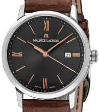 Laden Sie das Bild in den Galerie-Viewer, Maurice Lacroix Eliros Date Ladies Damenuhr EL1094-SS001-311-1 Zifferblatt anthrazit Lederband braun  NEU OVP. mit Box + Garantie