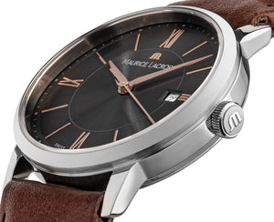 Maurice Lacroix Eliros Date Ladies Damenuhr EL1094-SS001-311-1 Zifferblatt anthrazit Lederband braun  NEU OVP. mit Box + Garantie