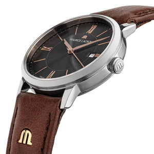 Maurice Lacroix Eliros Date Ladies Damenuhr EL1094-SS001-311-1 Zifferblatt anthrazit Lederband braun  NEU OVP. mit Box + Garantie