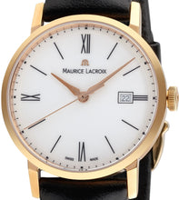 Laden Sie das Bild in den Galerie-Viewer, Maurice Lacroix Eliros Date Gold EL1084-PVP01-112-1 Damen-Armbanduhr mit Lederband schwarz NEU OVP. mit 2 Jahren Hersteller-Garantie Box Papiere