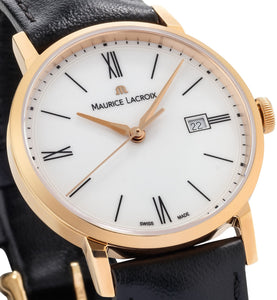 Maurice Lacroix Eliros Date Gold EL1084-PVP01-112-1 Damen-Armbanduhr mit Lederband schwarz NEU OVP. mit 2 Jahren Hersteller-Garantie Box Papiere
