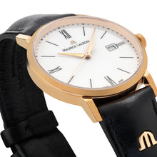 Laden Sie das Bild in den Galerie-Viewer, Maurice Lacroix Eliros Date Gold EL1084-PVP01-112-1 Damen-Armbanduhr mit Lederband schwarz NEU OVP. mit 2 Jahren Hersteller-Garantie Box Papiere