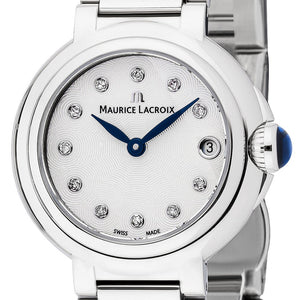 Maurice Lacroix Fiaba Round Date Diamonds Ø 28 mm FA1003-SS002-170-1 | Damen-Armbanduhr | 11 echte Diamanten | Saphirglas | Swiss Made | Edelstahl | Box & Papiere | 2 Jahre Hersteller-Garantie