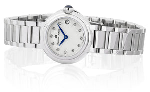 Maurice Lacroix Fiaba Round Date Diamonds Ø 28 mm FA1003-SS002-170-1 | Damen-Armbanduhr | 11 echte Diamanten | Saphirglas | Swiss Made | Edelstahl | Box & Papiere | 2 Jahre Hersteller-Garantie