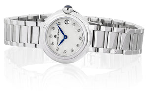 Maurice Lacroix Fiaba Round Date Diamonds Ø 28 mm FA1003-SS002-170-1 Damen-Armbanduhr mit 11 echten Diamanten Box Papiere 2 Jahre Hersteller-Garantie