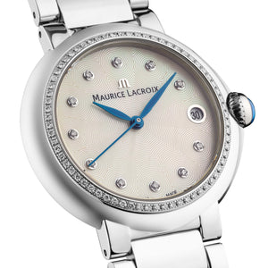 Maurice Lacroix Fiaba Round Date Diamonds FA1004-SD502-170-1 Damenuhr Gehäuse/Band Edelstahl poliert mit 79 Diamanten NEU OVP. mit 2 Jahren Hersteller-Garantie Box Papiere