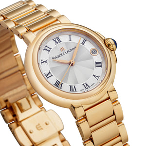 Maurice Lacroix Fiaba Round Date FA1004-PVP06-110-1 Gold Damen-Armbanduhr Gehäuse/Band roségold NEU OVP. mit Box Papiere und 2 Jahren Hersteller-Garantie
