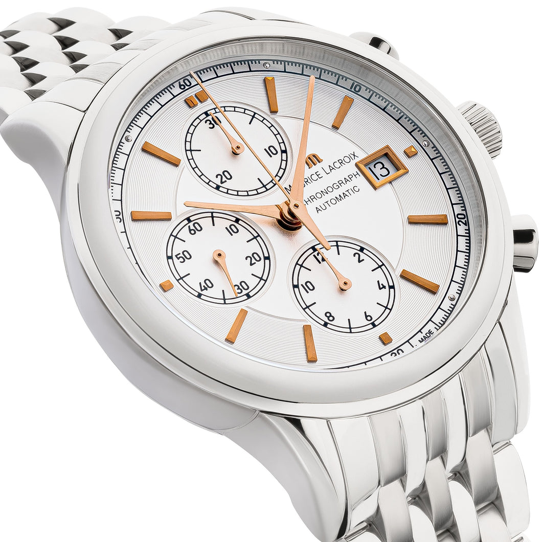 Maurice Lacroix Les Classiques Chronographe LC6158-SS002-130-1 Herrenuhr Automatik Kaliber ETA Valjoux 7750 NEU OVP. mit Box Papiere 2 Jahre Hersteller-Garantie