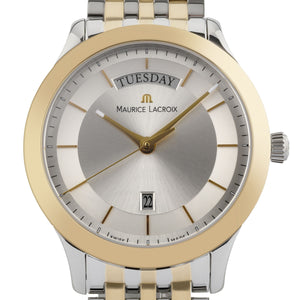 Maurice Lacroix Les Classiques Day-Date LC1227-PVY13-130-1 Herrenuhr mit Datum und Wochentag Stahl-Gold NEU OVP. mit Box Papiere 2 Jahre Hersteller-Garantie