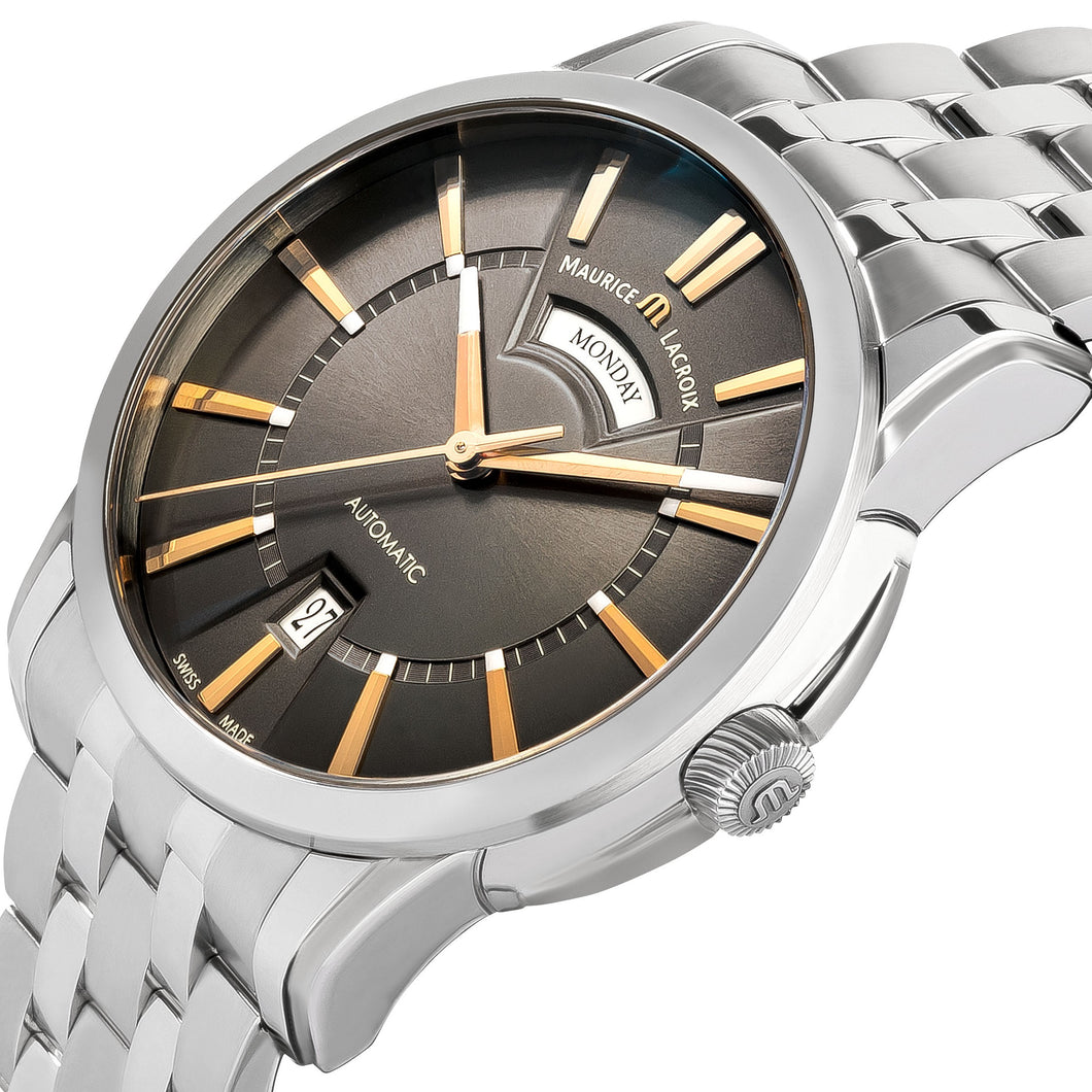 Maurice Lacroix Pontos Jour & Date | PT6158-SS002-03E-1 | Automatik Herren Uhr | Edelstahlband | Day-Date | NEU OVP | mit Box, Papiere, Anleitung, Garantiekarte, 2 Jahre Herstellergarantie