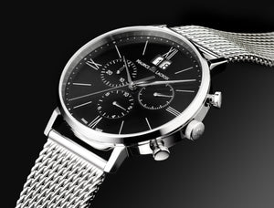 Maurice Lacroix Milanaise Edelstahl-Armband für Herren-Uhren aus feinem Stahl Metall Ersatzband SS002 für Eliros Les Classiques Pontos Masterpiece Breite 20 mm feingliedrig matt satiniert - Chronographen 24 - Luxusuhren günstig kaufen