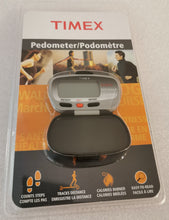 Laden Sie das Bild in den Galerie-Viewer, Timex Pedometer Podomètre Schrittzähler T5E011ME mit Großanzeige Entfernung Kalorien Uhrzeit im Flip-Case