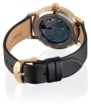 Laden Sie das Bild in den Galerie-Viewer, Timex Automatik Damen Armbanduhr TW2T86300 mit echten SWAROVSKI Steinen Roségold Lederband schwarz NEU OVP mit Box Papiere 2 Jahre Garantie