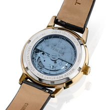 Laden Sie das Bild in den Galerie-Viewer, Timex Automatik Damen Armbanduhr TW2T86300 mit echten SWAROVSKI Steinen Roségold Lederband schwarz NEU OVP mit Box Papiere 2 Jahre Garantie