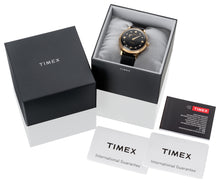 Laden Sie das Bild in den Galerie-Viewer, Timex Automatik Damen Armbanduhr TW2T86300 mit echten SWAROVSKI Steinen Roségold Lederband schwarz NEU OVP mit Box Papiere 2 Jahre Garantie