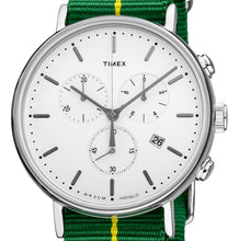 Laden Sie das Bild in den Galerie-Viewer, Timex Brazil Chronograph Herrenuhr TW2R26900 Stoppuhr Datum Textilband gelb grün NEU OVP. mit Box Papiere 2 Jahre Garantie