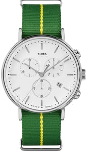 Timex Fairfield Chronograph Herrenuhr TW2R26900 Stoppuhr Beleuchtung Datum Band grün-gelb NEU OVP. mit Box Papiere 2 Jahre Garantie