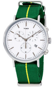 Timex Fairfield Chronograph Herrenuhr TW2R26900 Stoppuhr Beleuchtung Datum Band grün-gelb NEU OVP. mit Box Papiere 2 Jahre Garantie