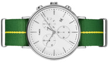 Laden Sie das Bild in den Galerie-Viewer, Timex Fairfield Chronograph Herrenuhr TW2R26900 Stoppuhr Beleuchtung Datum Band grün-gelb NEU OVP. mit Box Papiere 2 Jahre Garantie
