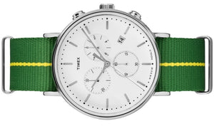 Timex Fairfield Chronograph Herrenuhr TW2R26900 Stoppuhr Beleuchtung Datum Band grün-gelb NEU OVP. mit Box Papiere 2 Jahre Garantie