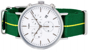 Timex Fairfield Chronograph Herrenuhr TW2R26900 Stoppuhr Beleuchtung Datum Band grün-gelb NEU OVP. mit Box Papiere 2 Jahre Garantie