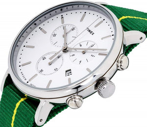 Timex Fairfield Chronograph Herrenuhr TW2R26900 Stoppuhr Beleuchtung Datum Band grün-gelb NEU OVP. mit Box Papiere 2 Jahre Garantie