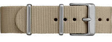 Laden Sie das Bild in den Galerie-Viewer, Timex Military MK1 Supernova Chronograph Aluminium Herrenuhr Textilband braun mit Stoppuhr mit Beleuchtung TW2T10700 NEU OVP. BOX PAPIERE