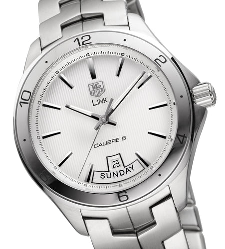 TAG Heuer Link Calibre 5 Day-Date Automatik Herrenuhr WAT2011.BA0951 Box Papiere Garantie Gehäuse/Band Edelstahl Wochentag und Datumsanzeige - Chronographen 24 - Luxusuhren günstig kaufen