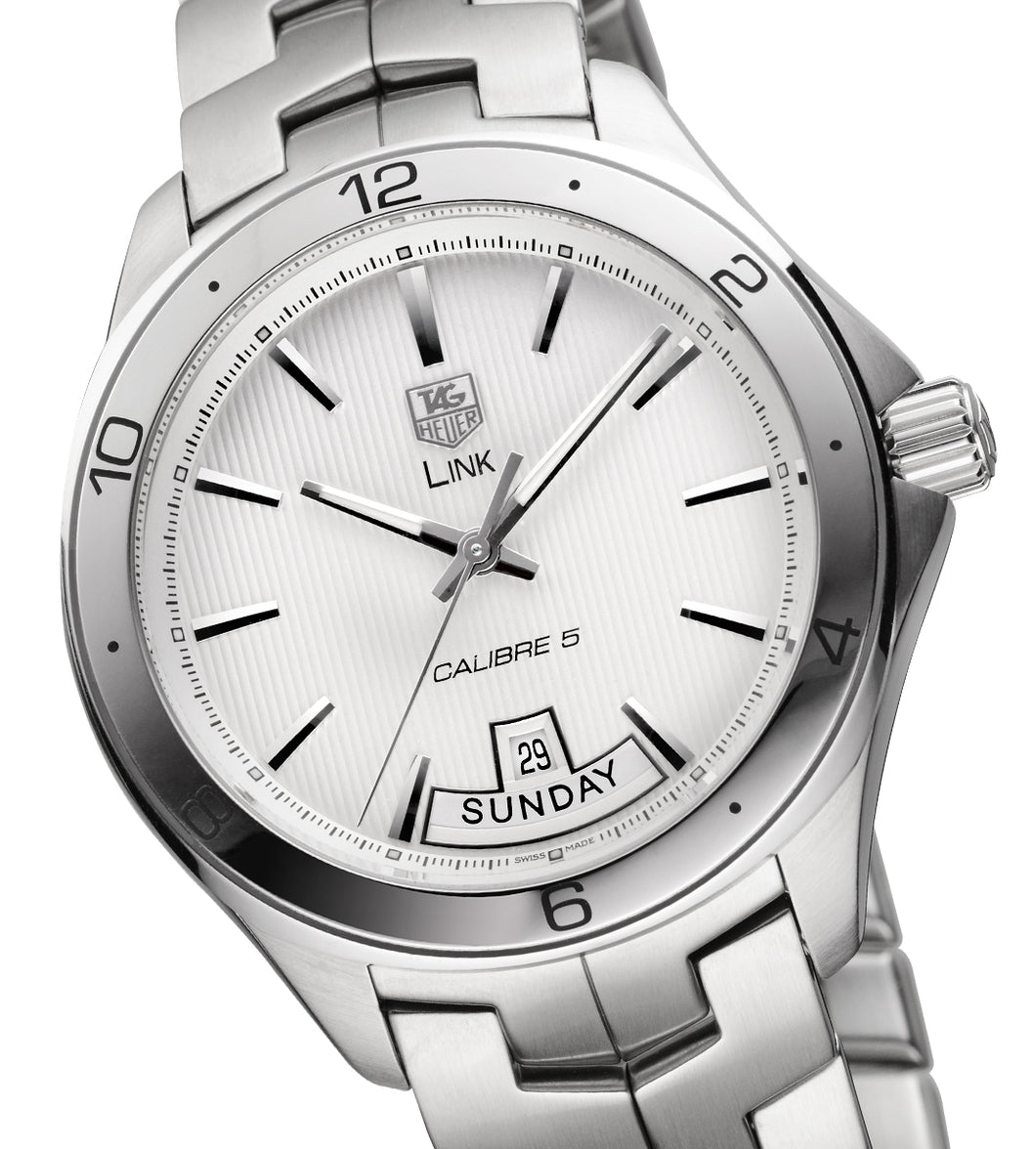 TAG Heuer Link Calibre 5 Day-Date Automatik Herrenuhr WAT2011.BA0951 Box Papiere Garantie Gehäuse/Band Edelstahl Wochentag und Datumsanzeige - Chronographen 24 - Luxusuhren günstig kaufen